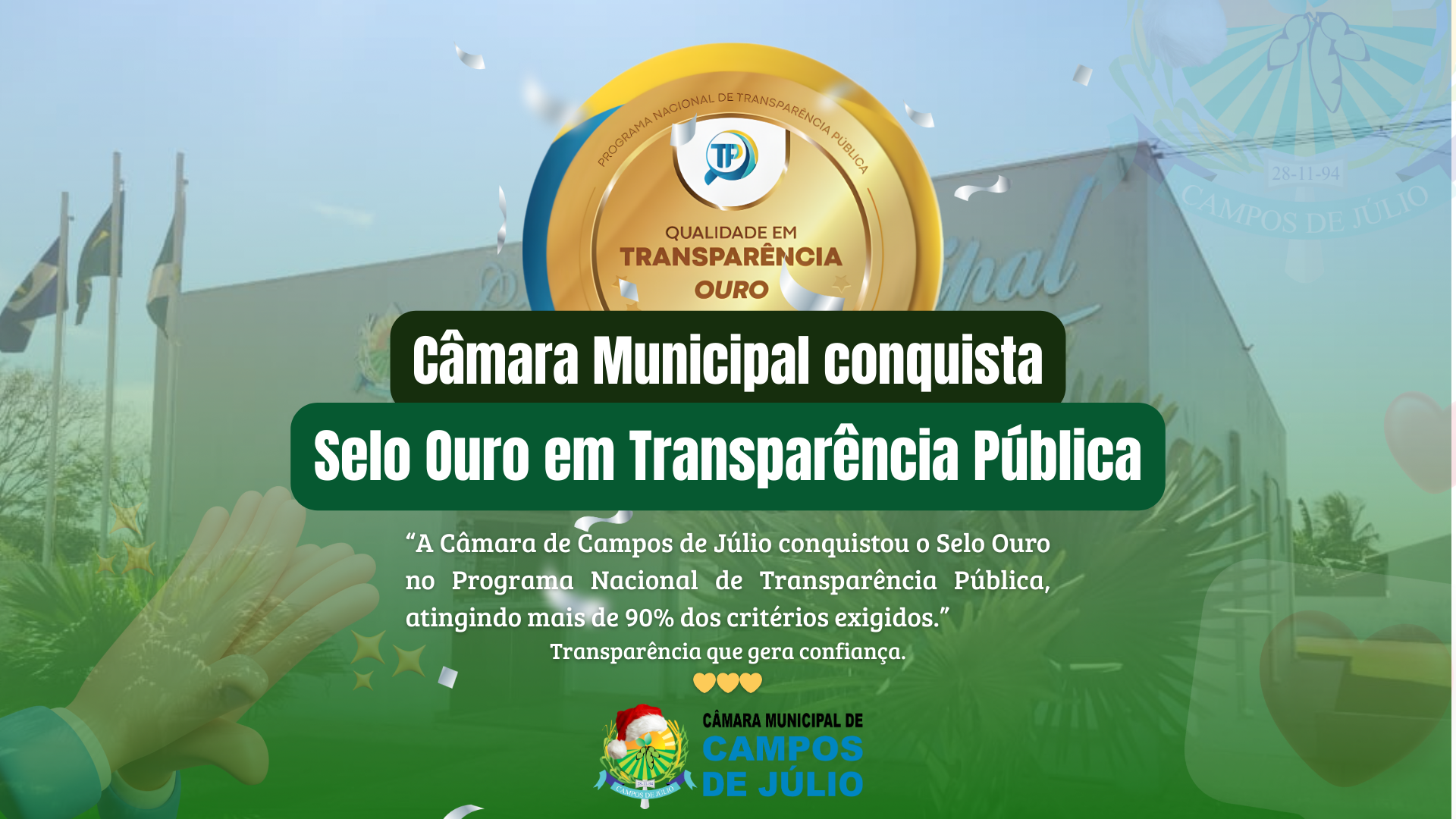 Presidente Joel Celso recebe selo ouro em cerimônia na sede do Tribunal de Contas de Mato Grosso